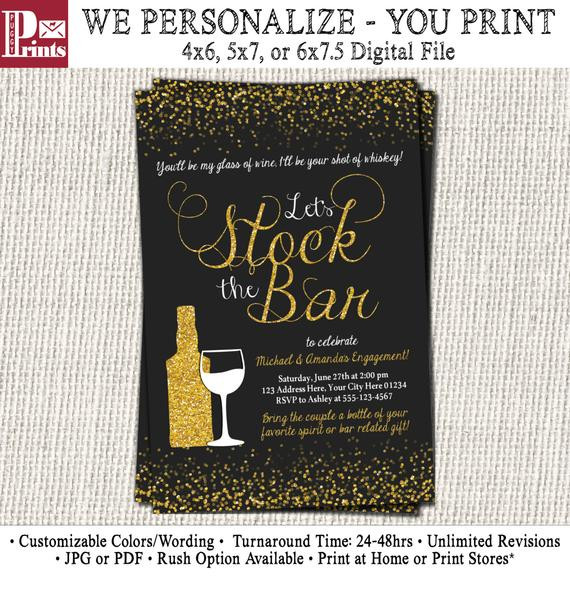 Stock The Bar Engagement Party Ideas
 Stock the Bar Invitation Engagement Party by PuggyPrints