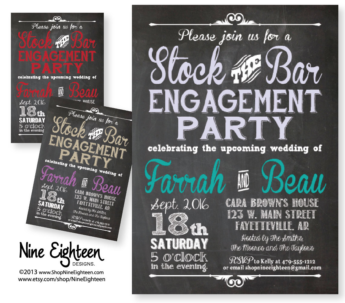 Stock The Bar Engagement Party Ideas
 Stock The Bar Engagement Party Invitation Custom by