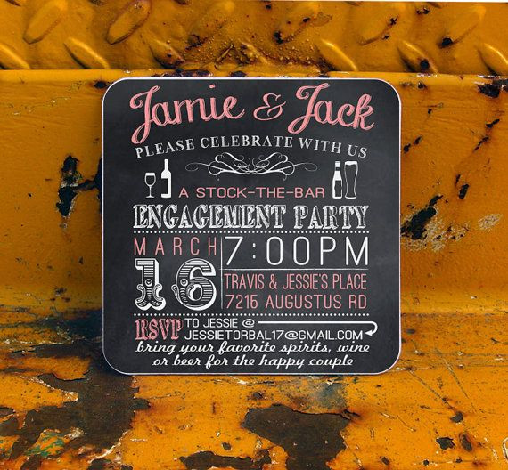 Stock The Bar Engagement Party Ideas
 Stock the Bar Engagement Party invitation Coasters by
