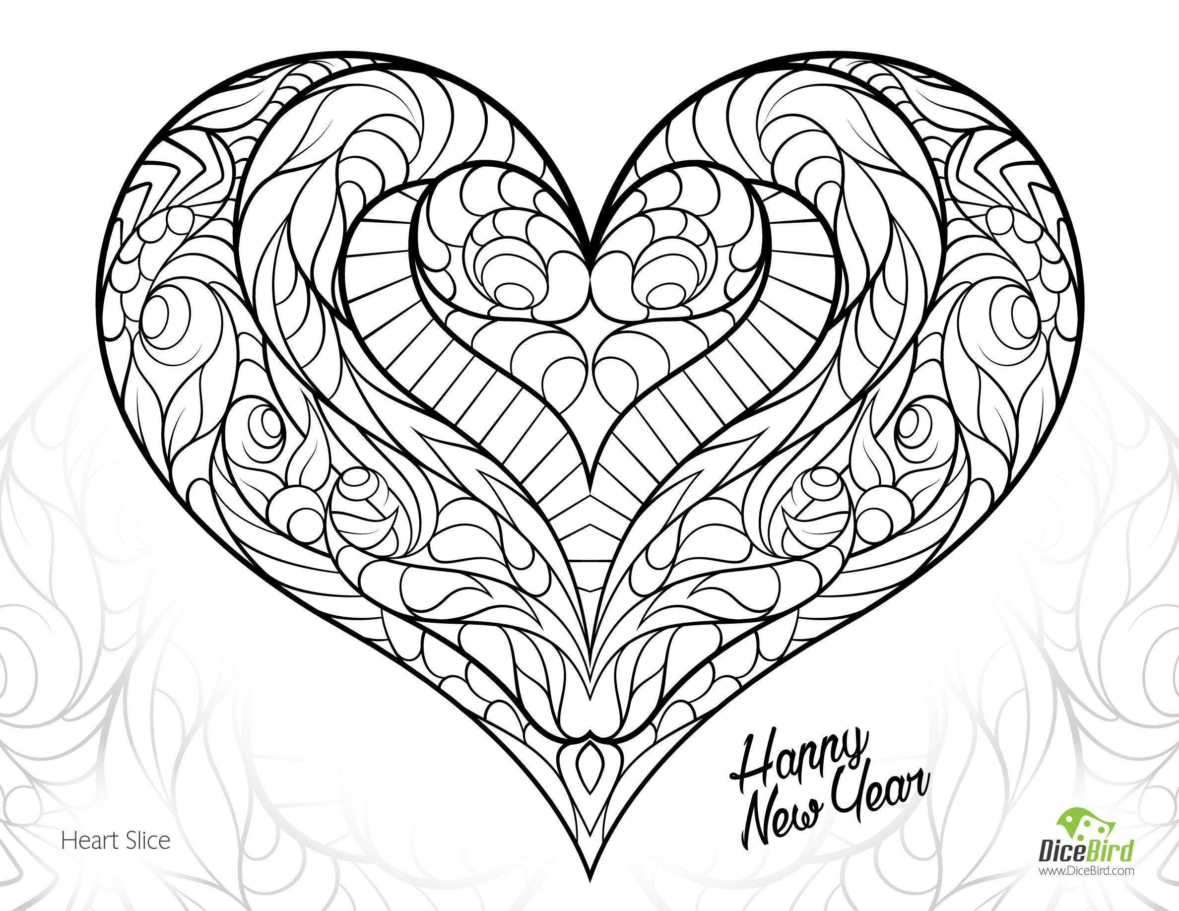 Stress Relief Coloring Pages For Adults
 Heart Slice free adult coloring pages printable