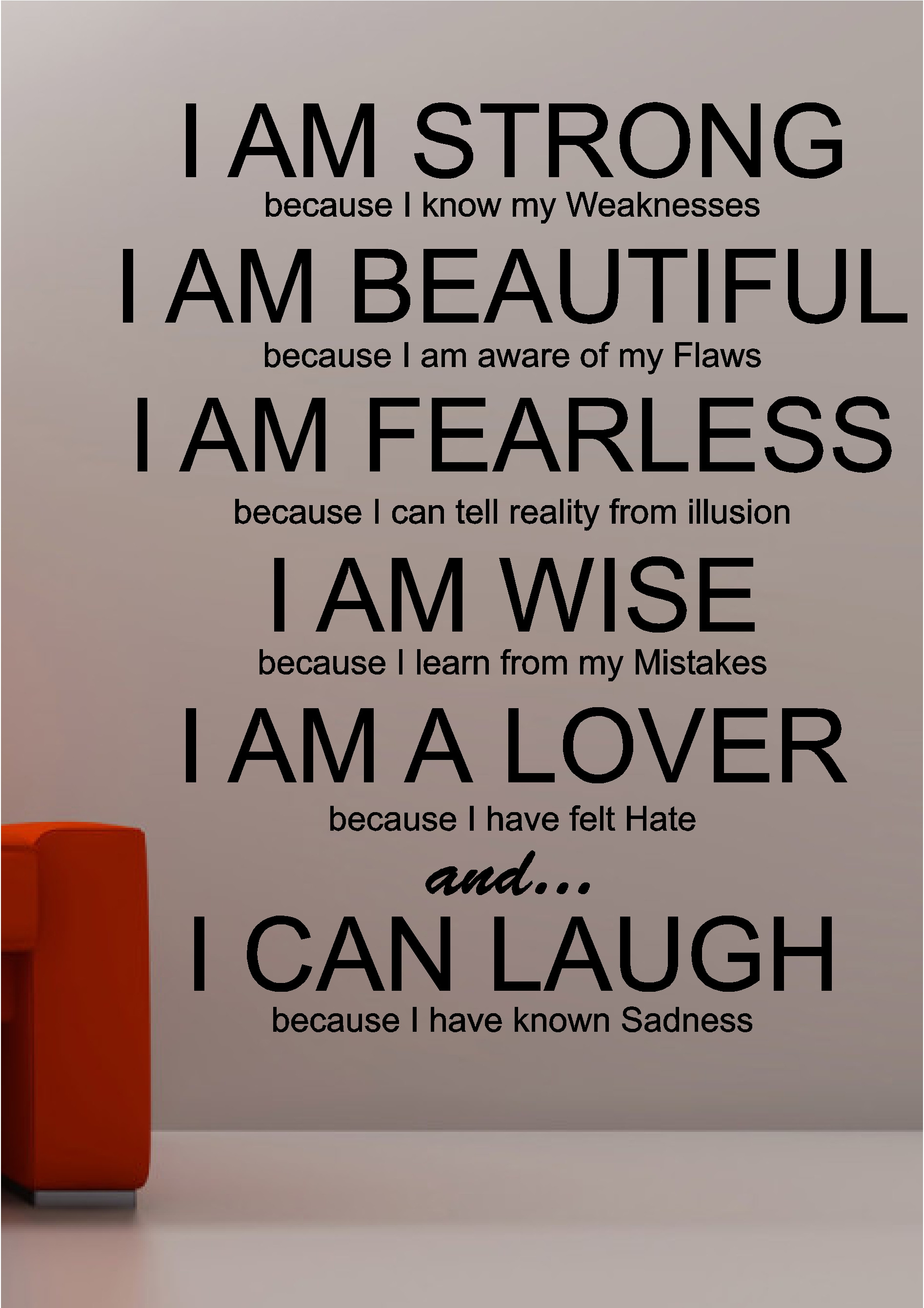 Strong Motivational Quotes
 I am Strong inspirational wall art quote sticker vinyl
