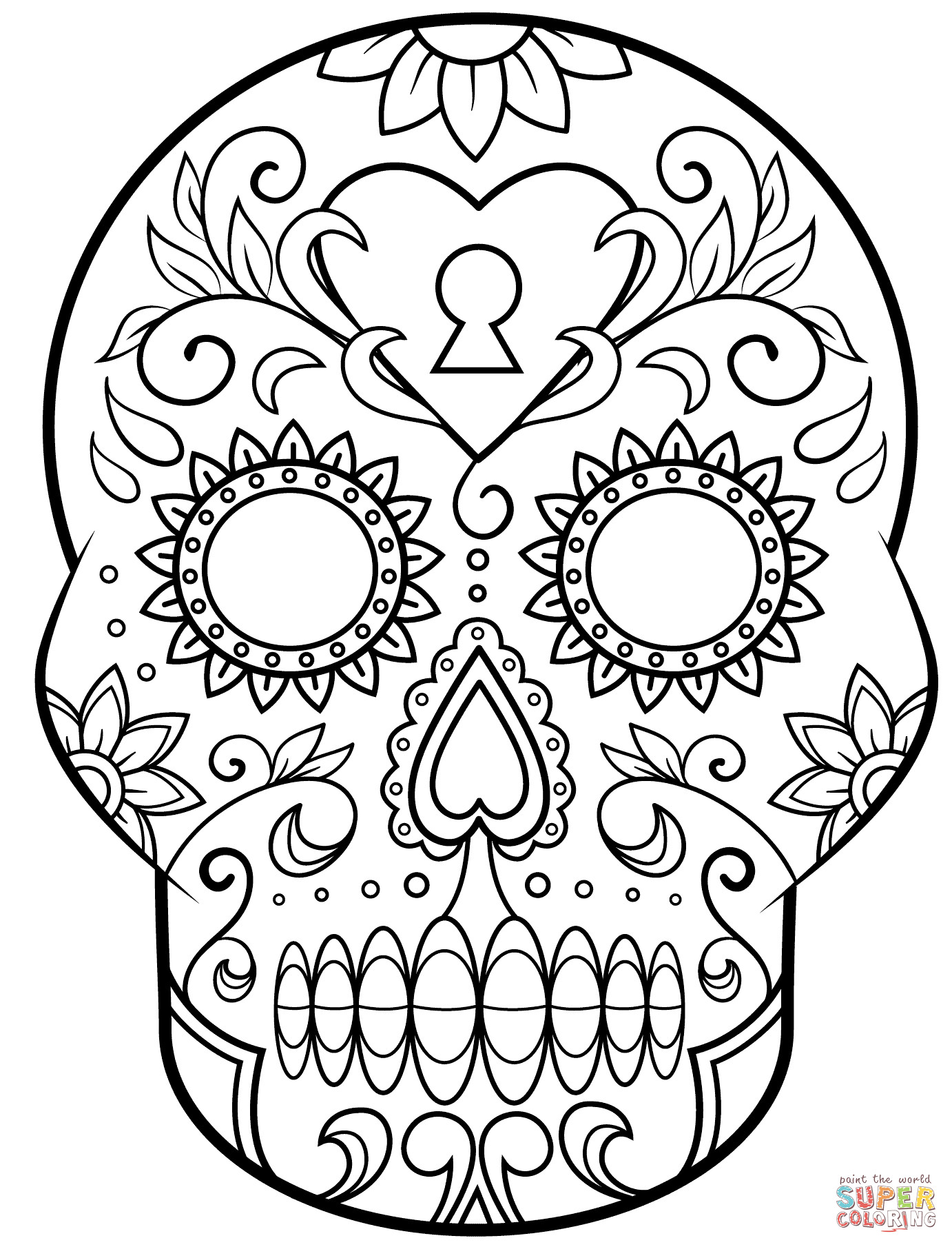 Sugar Skulls Coloring Pages
 Day of the Dead Sugar Skull coloring page
