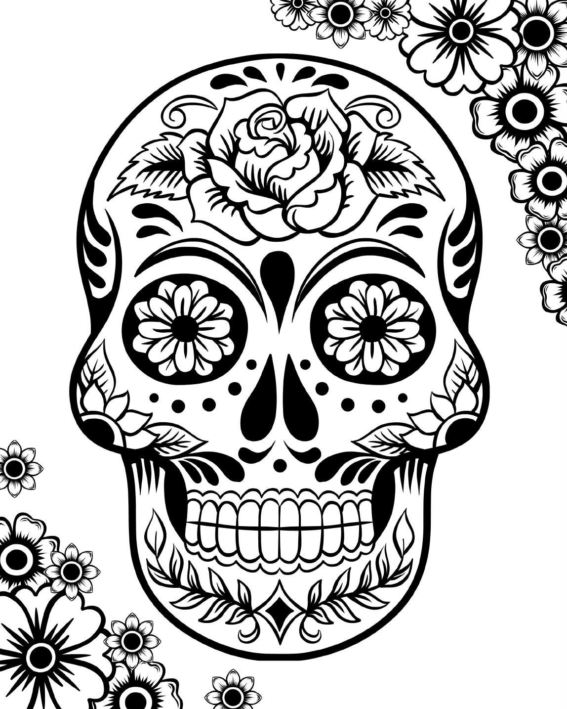 Sugar Skulls Coloring Pages
 Free Printable Day of the Dead Coloring Pages Best
