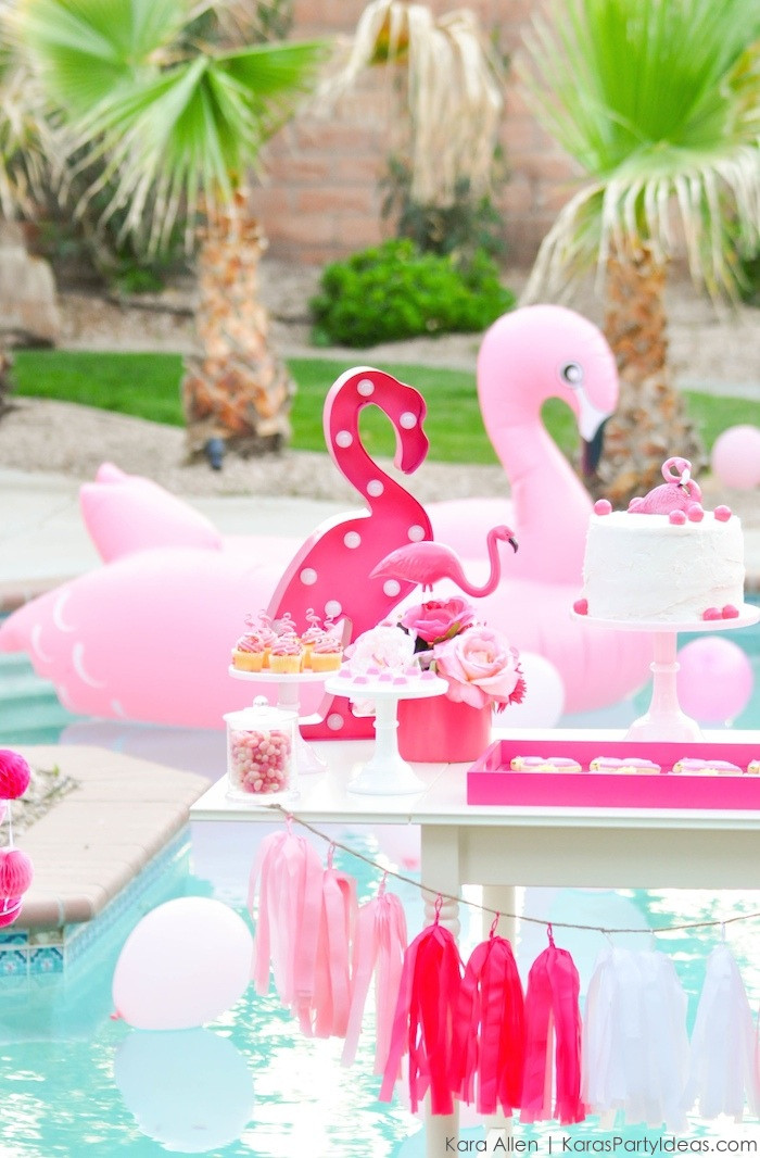 Summer Bday Party Ideas
 Kara s Party Ideas Flamingo Pool Art Summer Birthday