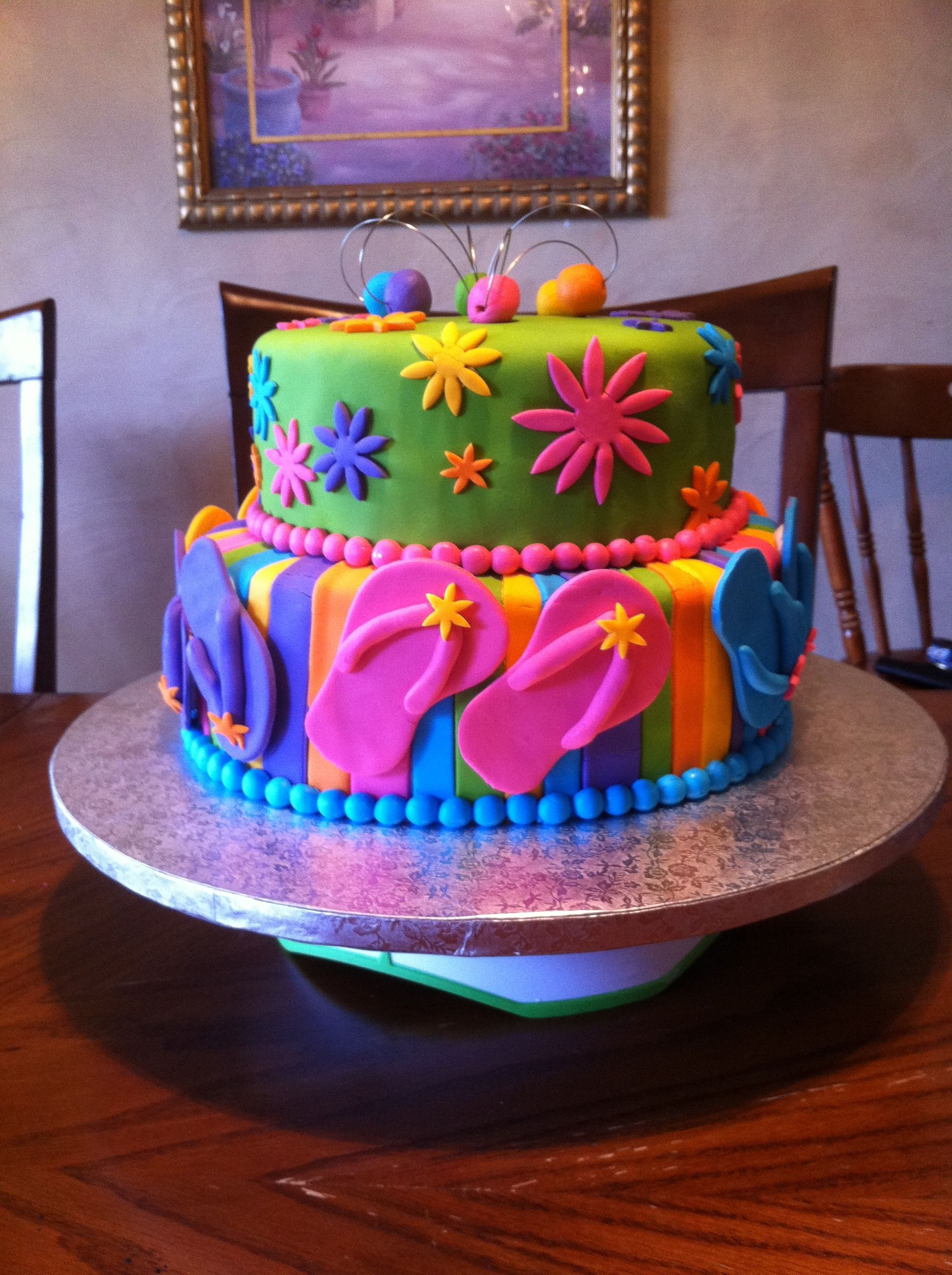 Summer Birthday Cake Ideas
 Flip Flop Cake Fun summer birthday cake with flip flops