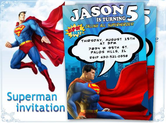 Superman Birthday Card
 Superman invitation birthday card Printable digital card