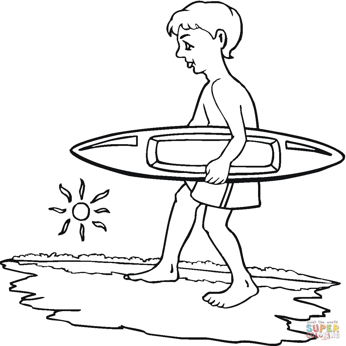 Surfing Coloring Pages
 Boy Surfer coloring page
