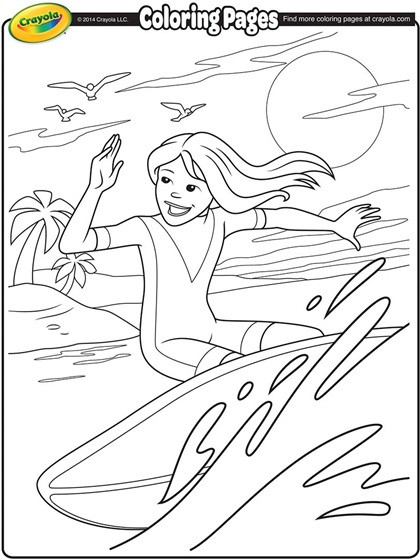 Surfing Coloring Pages
 Surfer Girl Coloring Page