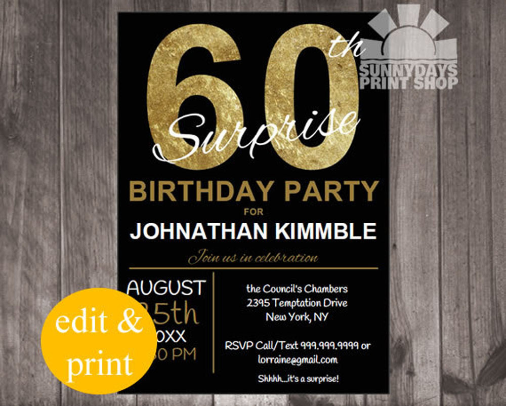 Surprise 60Th Birthday Party Ideas
 20 Ideas 60th birthday party invitations Card Templates