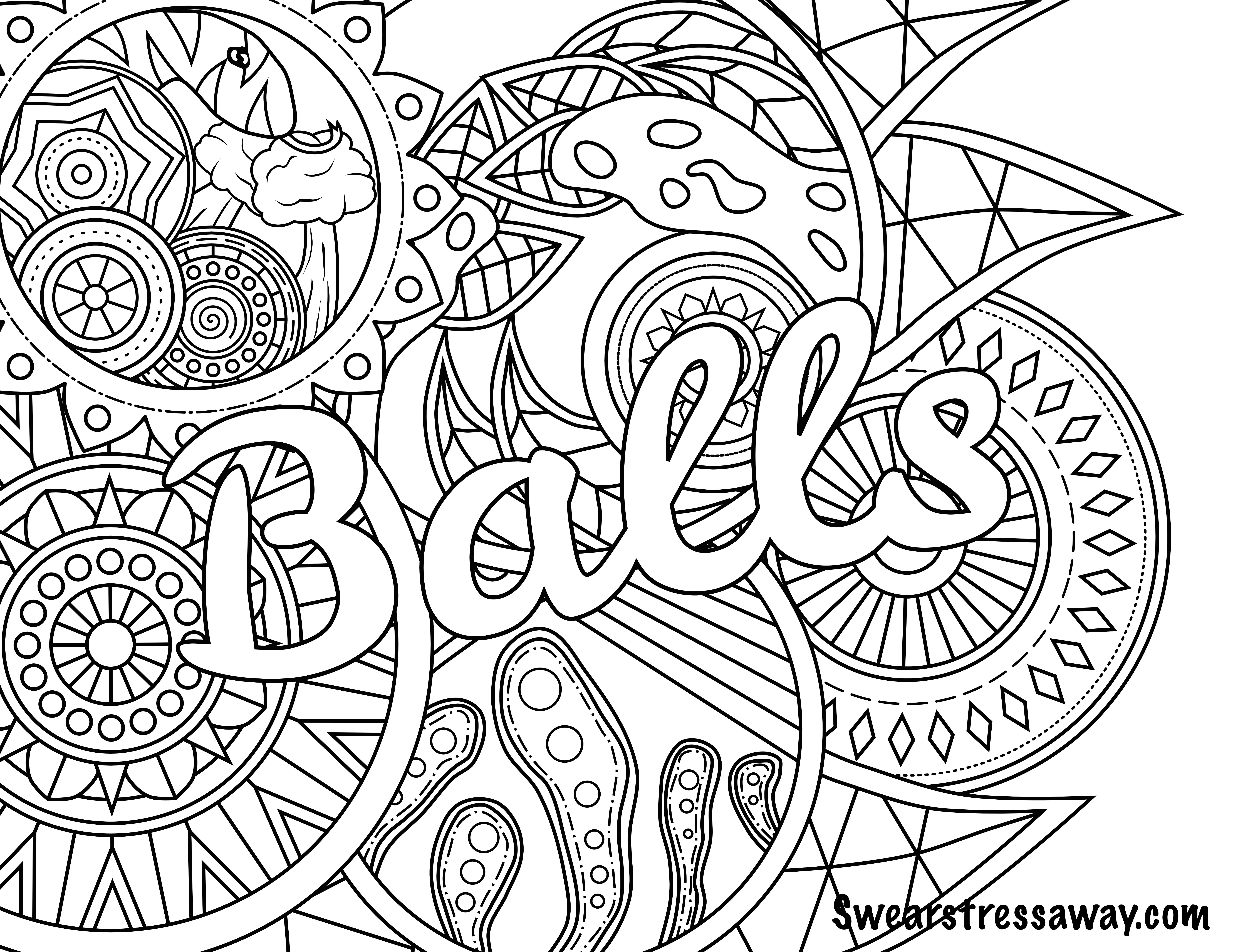 Swear Word Adult Coloring Pages
 Balls Swear Word Coloring Page Adult Coloring Page