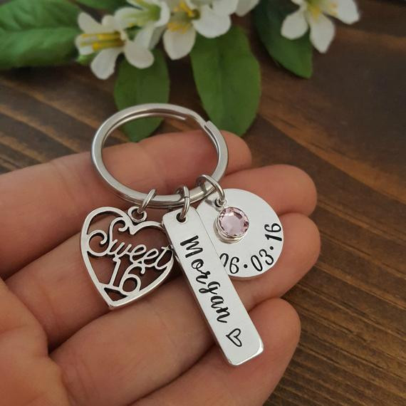 Sweet 16 Gift Ideas For Girls
 Sweet 16 Keychain 16th Birthday Gift Personalized Sweet 16
