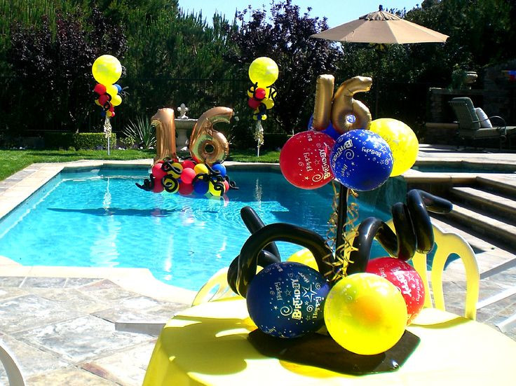Sweet 16 Pool Party Ideas
 16 balloon decor