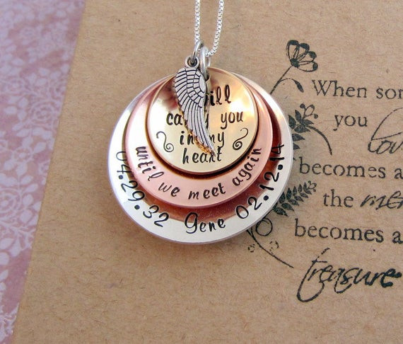 Sympathy Gift Ideas For Loss Of Father
 Items similar to Memorial Necklace Sympathy Gift