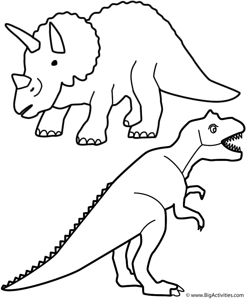 T Rex Printable Coloring Pages
 Triceratops and T Rex Coloring Page Dinosaurs