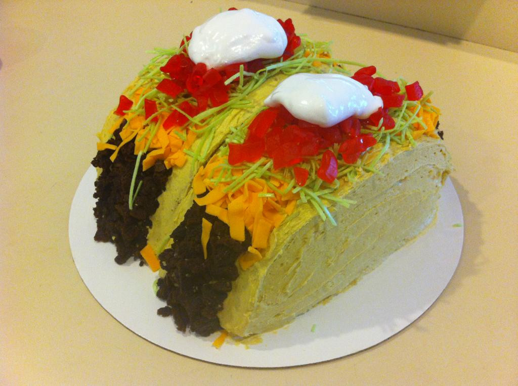 Taco Birthday Cake
 Taco cake I made for my little brother s 20th birthday on