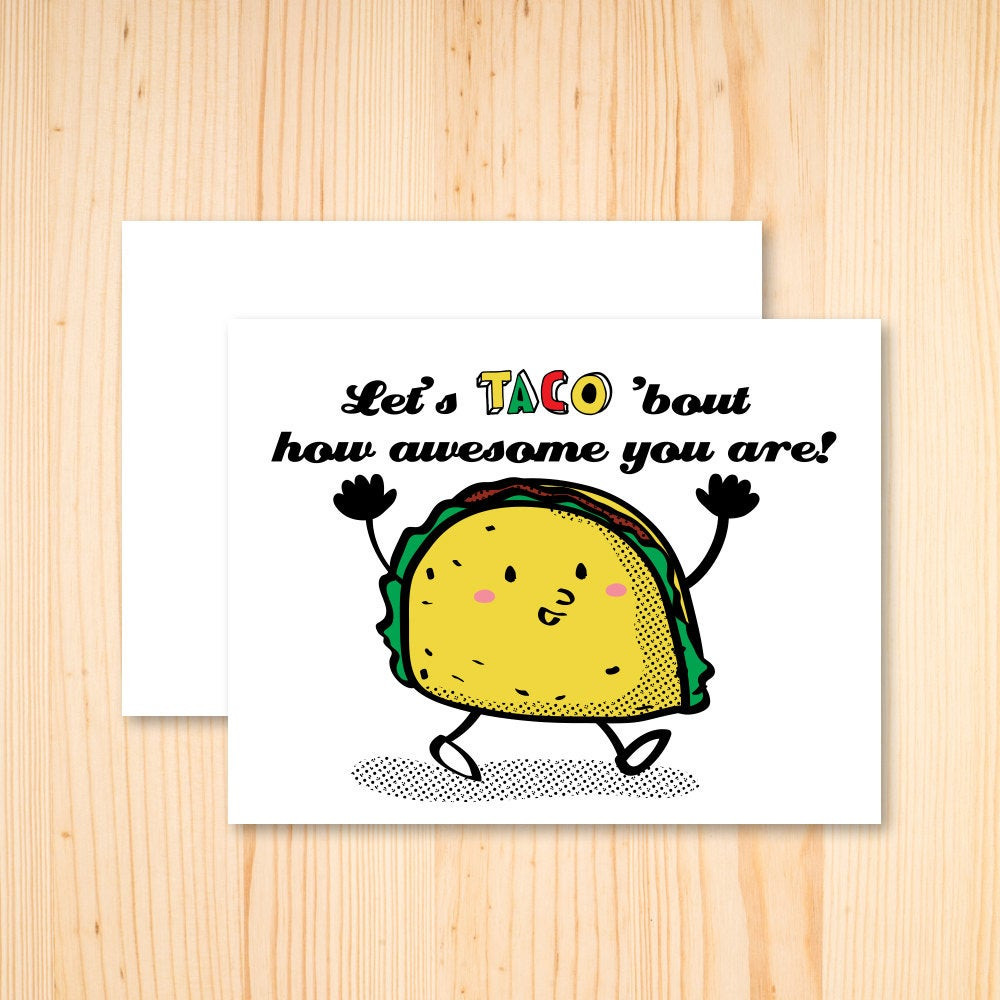 Taco Birthday Card
 Funny Taco Card Funny Food Pun Card Taco Card Card for him