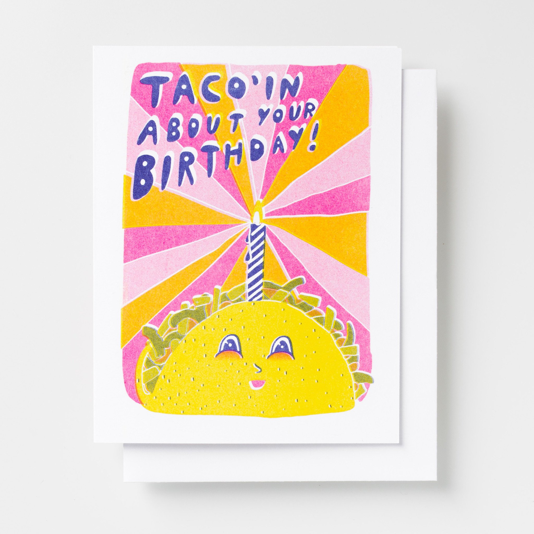 Taco Birthday Card
 Taco Birthday Risograph Card – Yellow Owl Workshop