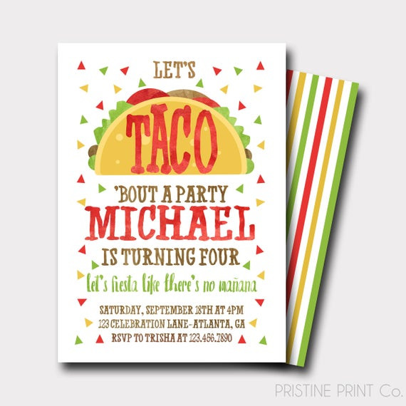 Taco Birthday Card
 Taco Birthday Invitation Fiesta Birthday Invitation Fiesta