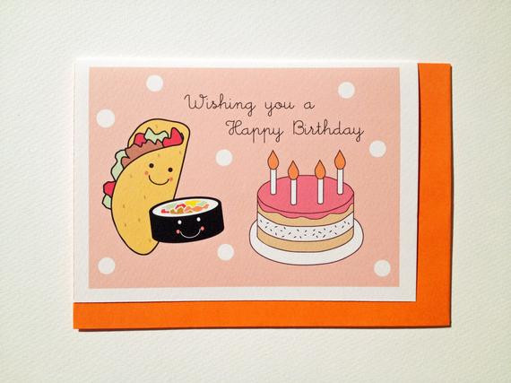 Taco Birthday Card
 Funny Birthday Card Taco & Sushi