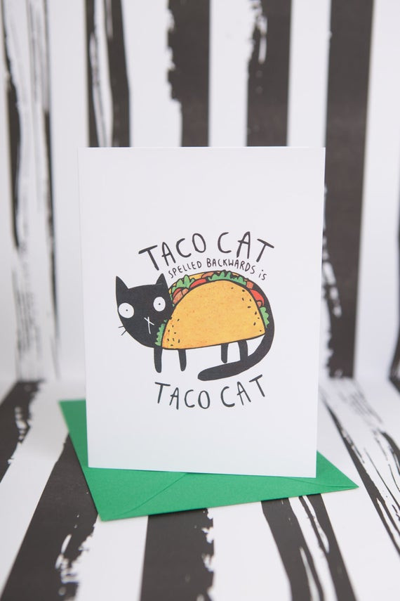 Taco Birthday Card
 Taco Cat Greeting card Birthday card Mexican food