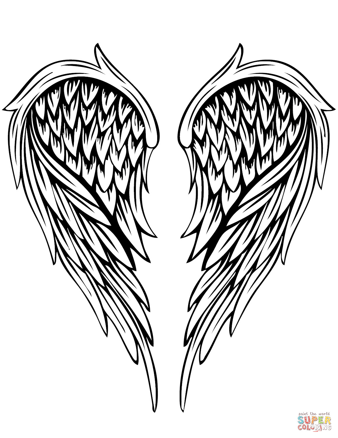 Tattoo Coloring Pages Printable
 Angel Wings Tattoo coloring page
