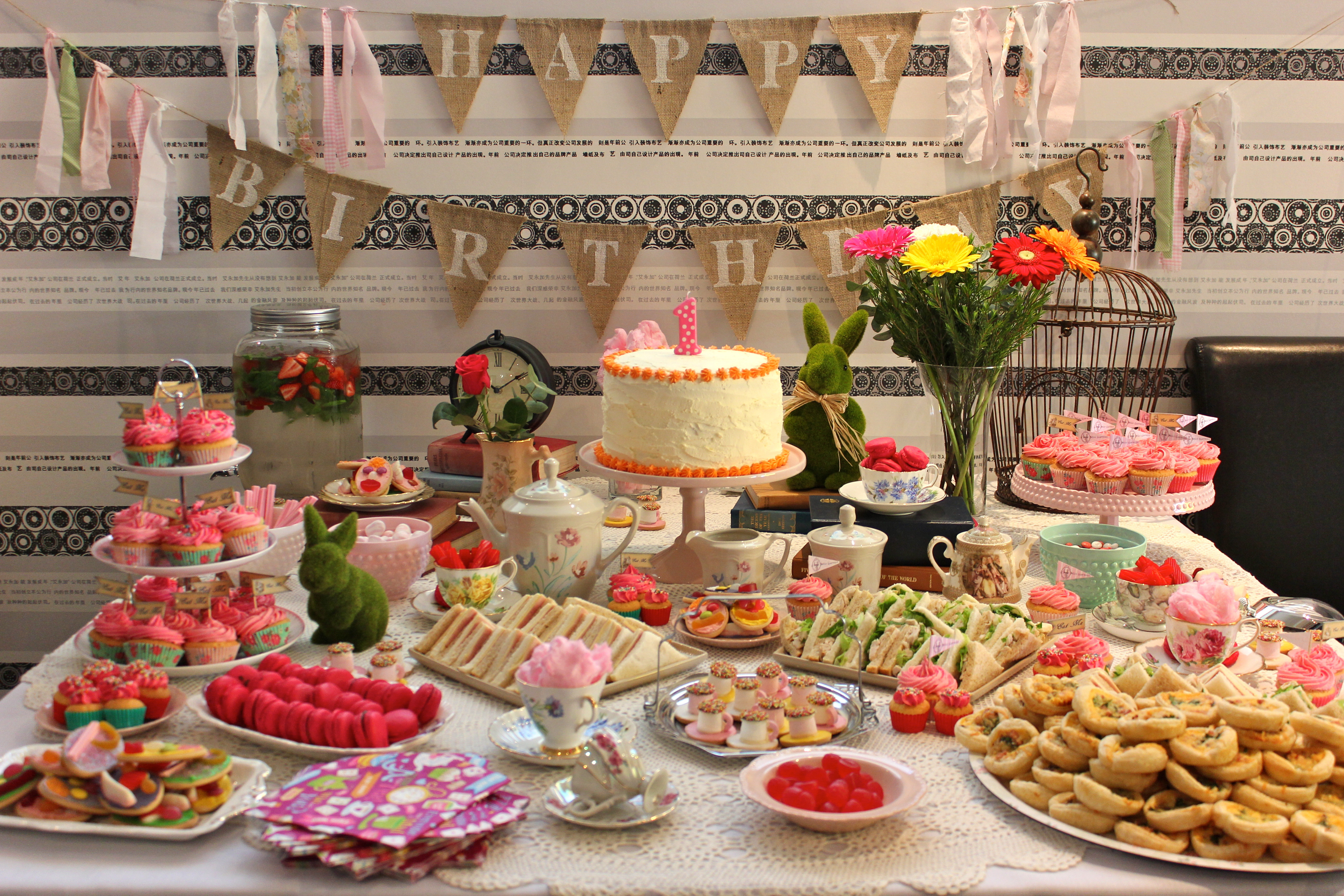 Tea Party Birthday Decorations
 Alice in Wonderland Vintage Tea Birthday Party Project