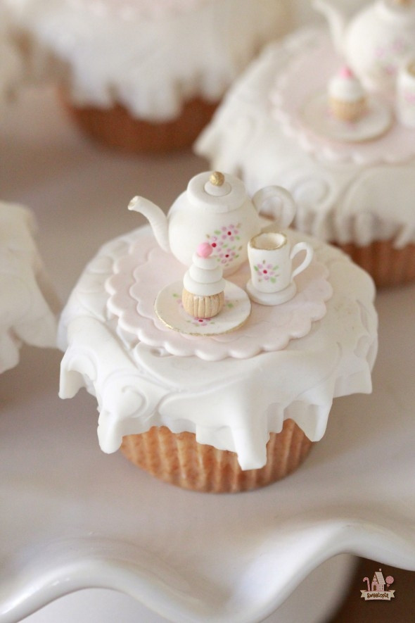 Tea Party Cupcake Ideas
 Tea Party Cupcake Toppers and Homemade Marshmallow Fondant