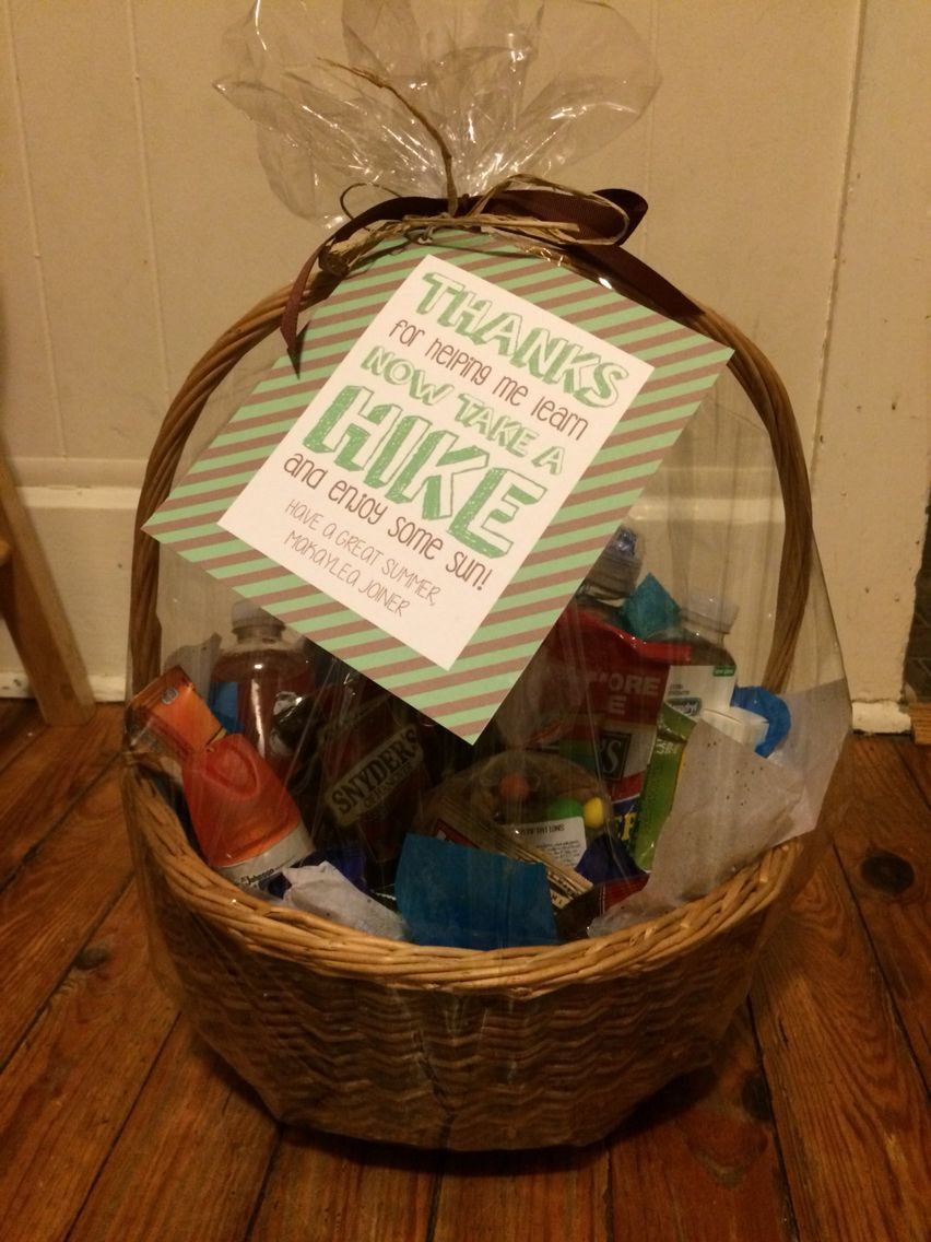 Teacher Gift Basket Ideas
 Teacher end of year t basket Outdoor Hiking themed