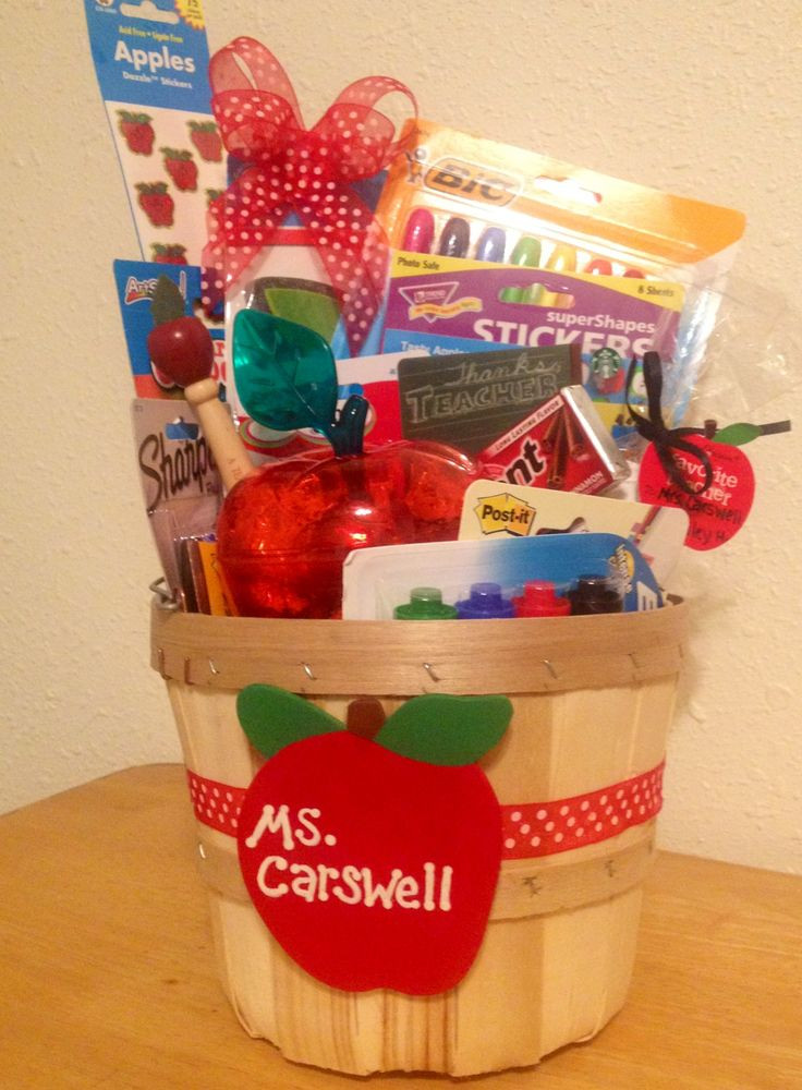 Teacher Gift Baskets Ideas
 The Best Teacher Gift Apple themed t basket We made