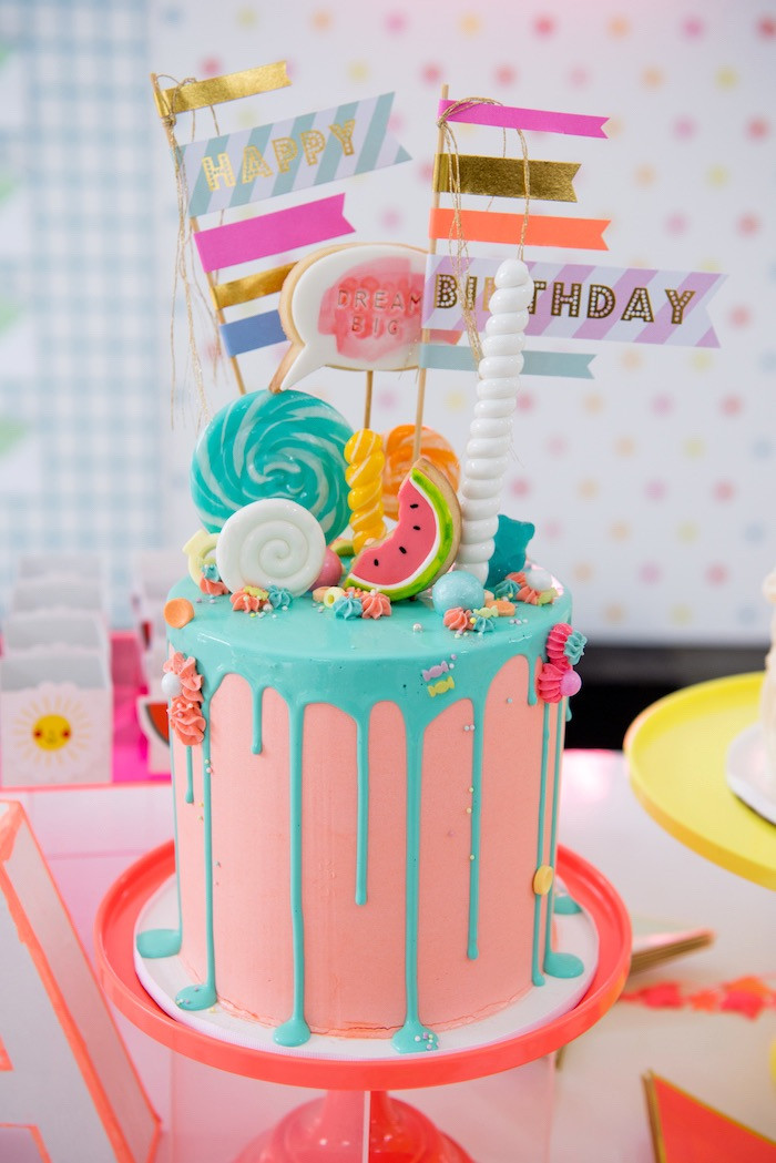 Teenage Birthday Cake Ideas
 Kara s Party Ideas Pastel Neon Teen Birthday Party