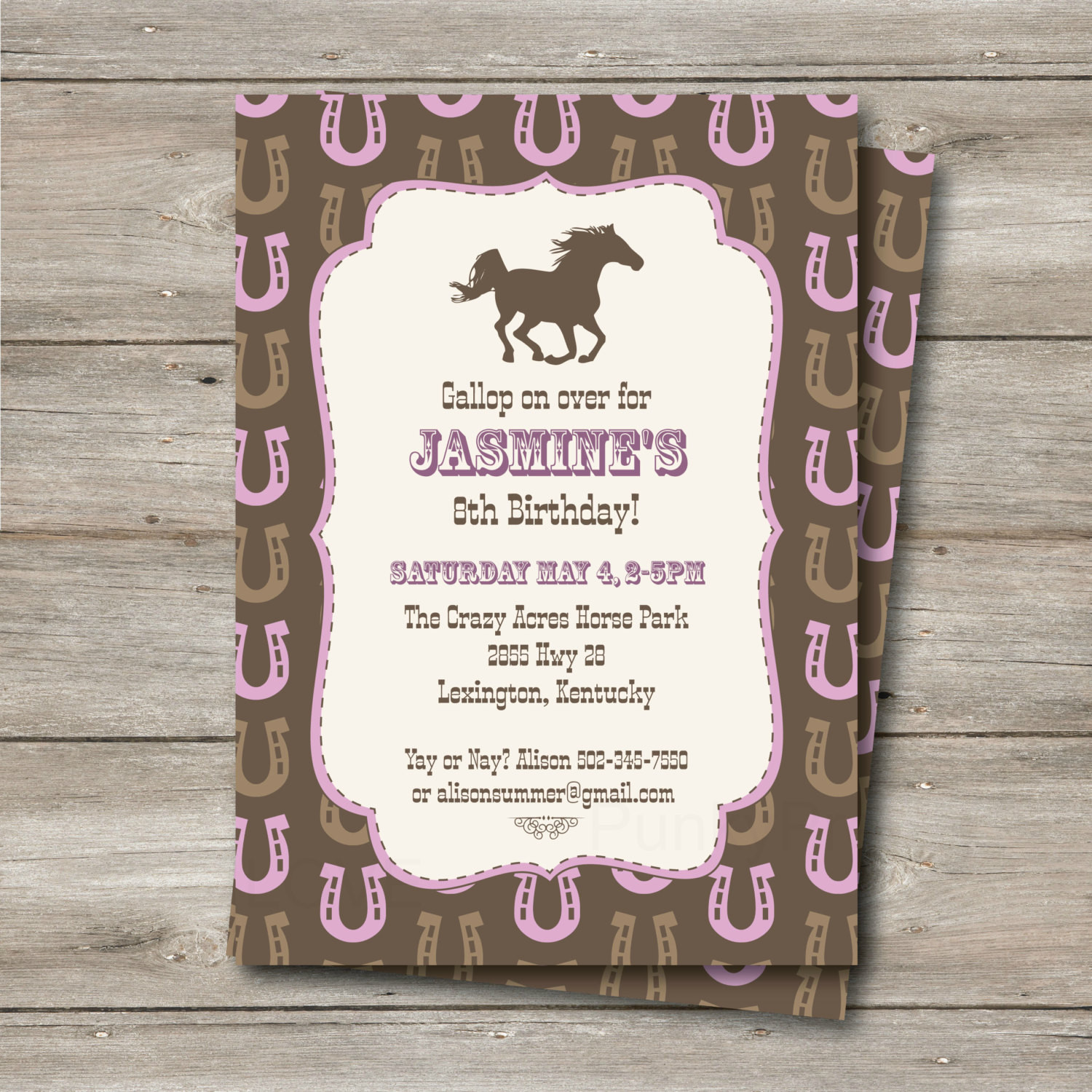 Text Birthday Invitations
 Horse Invitation with Editable Text Printable Horse Party