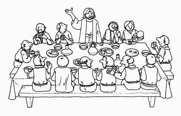 The Last Supper Coloring Pages Printable
 Last Supper Jesus Standing in Front of His Apostles in