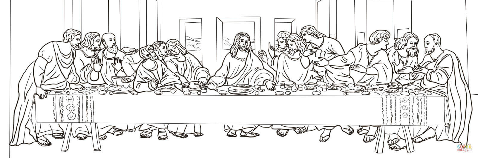The Last Supper Coloring Pages Printable
 The Last Supper by Leonardo da Vinci coloring page