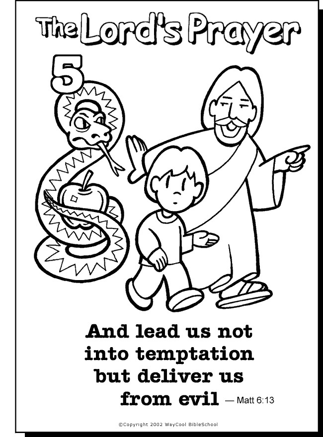 The Lord'S Prayer Coloring Pages Printable
 Lead us not colouring page