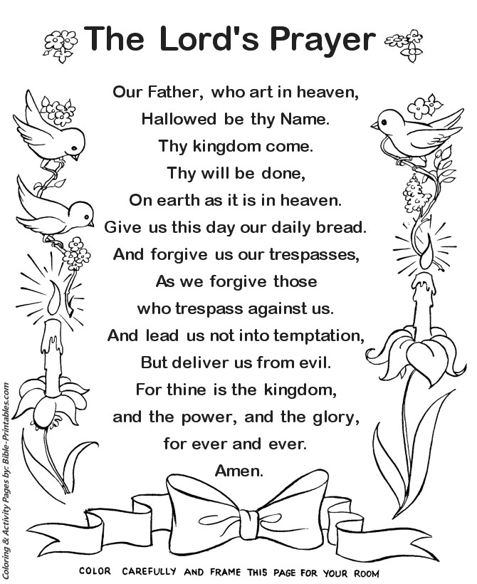 The Lord'S Prayer Coloring Pages Printable
 The Lords Prayer Frameable Text