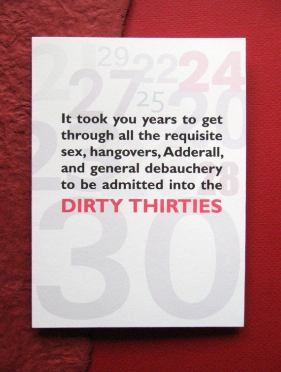 Thirties Birthday Quotes
 Dirty Thirties Birthday funny greeting card by
