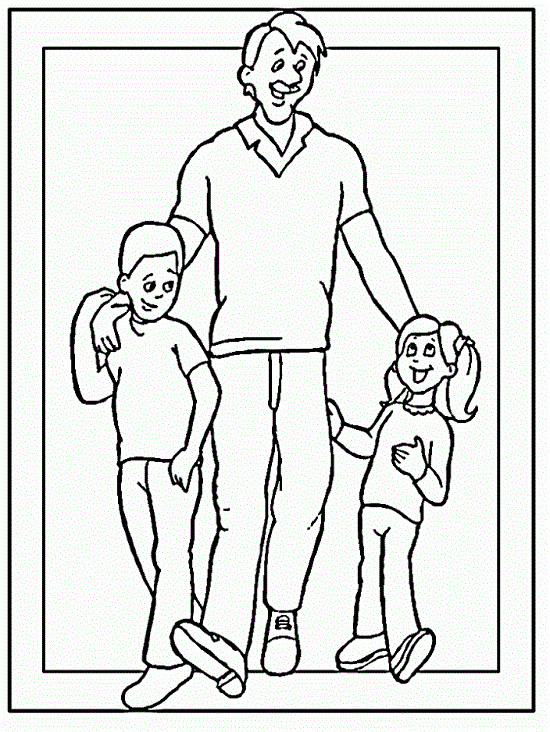 Toddler 0-5 Coloring Pages
 Papá paseando con sus hijos