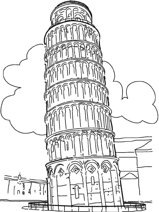 Toddler 0-5 Coloring Pages
 La Torre de Pisa para colorear