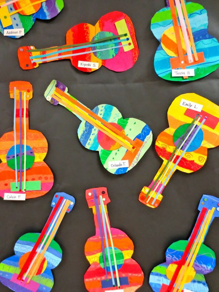 Toddler Art And Craft Ideas
 These collage guitars are adorable Perfect art project