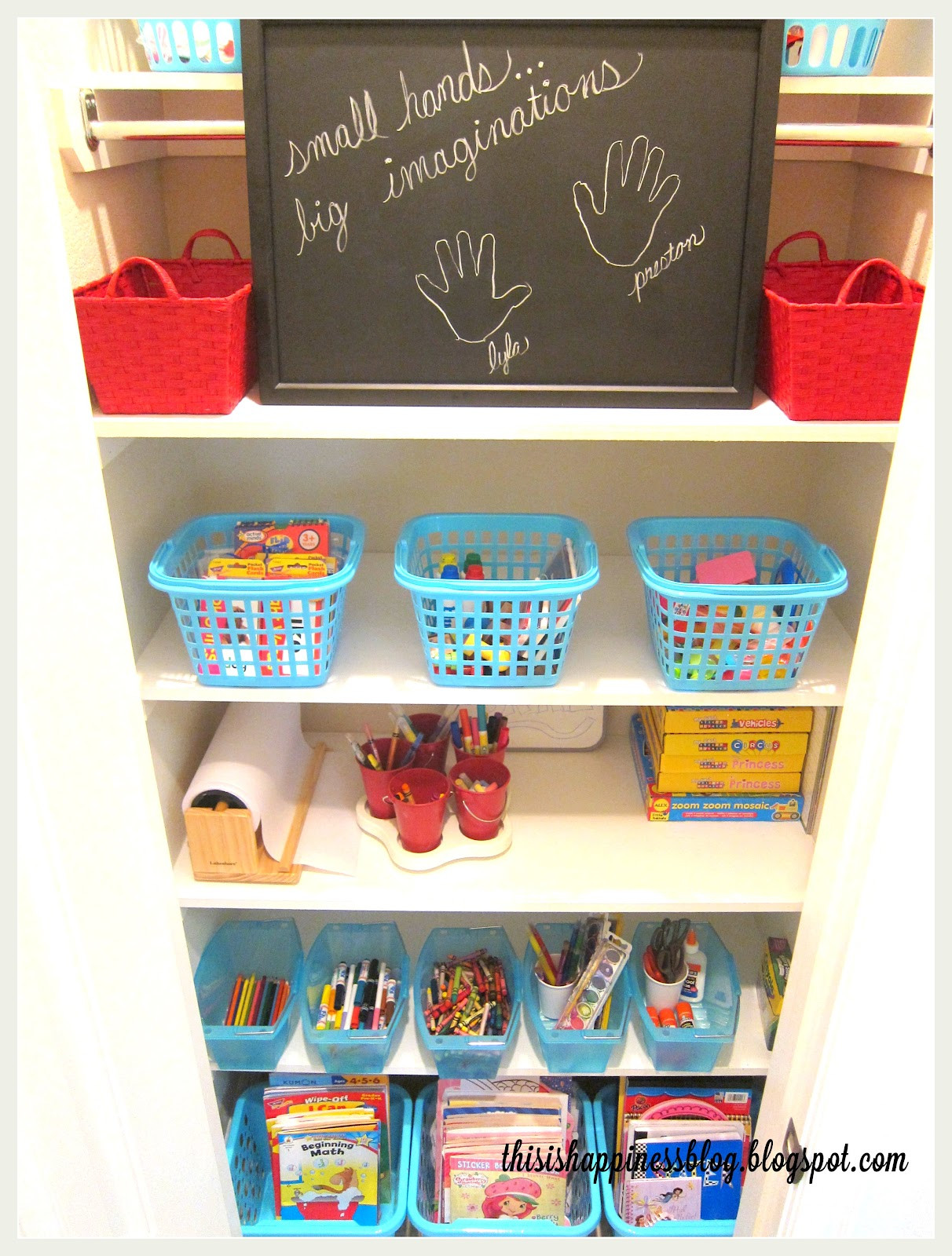 Toddler Craft Supplies
 this is happiness organized kids arts and crafts closet