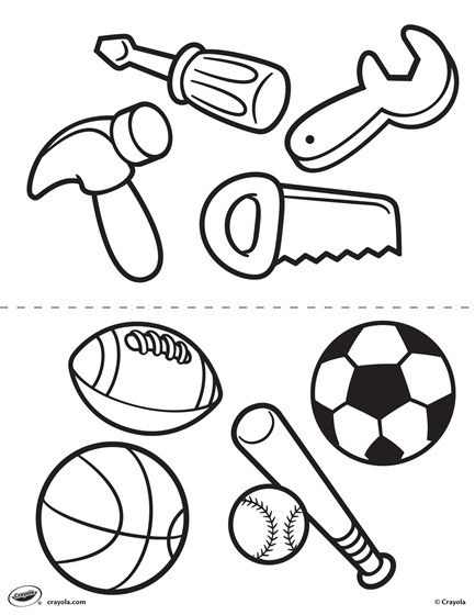 Tools Coloring Pages
 First Pages Tools and Sports Coloring Page