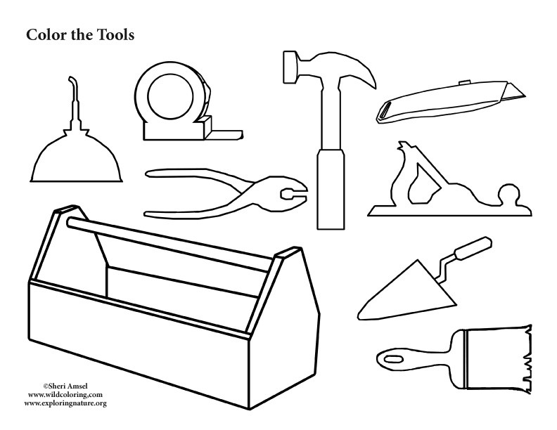 Tools Coloring Pages
 Tool Collection Coloring Page