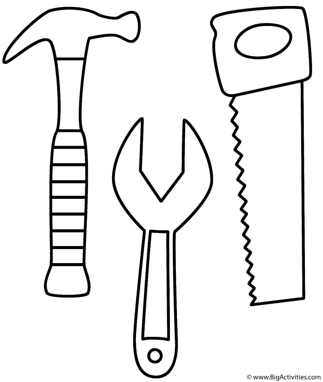 Tools Coloring Pages
 Hammer Saw and Wrench Coloring Page Tools