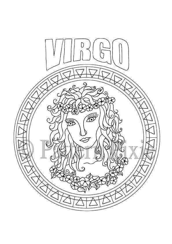 Top Rated Adult Coloring Books
 Adult Coloring Page Zodiac Virgo por PatternPixie en Etsy