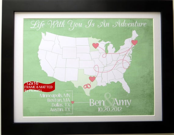 Travel Gift Ideas For Couples
 Travel Map Gift for Newlyweds Couple Honeymoon Cute by Picmats