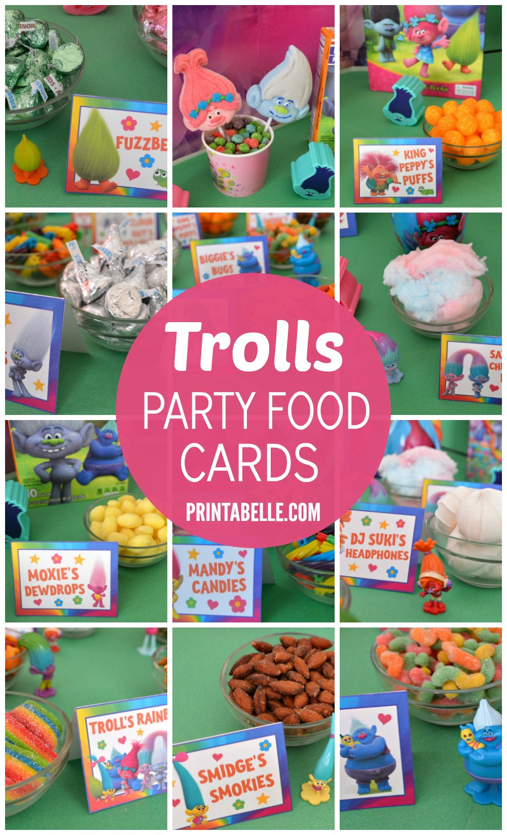 Troll Food Ideas For Party
 Trolls Party Food Card Set – Free Party Printables at