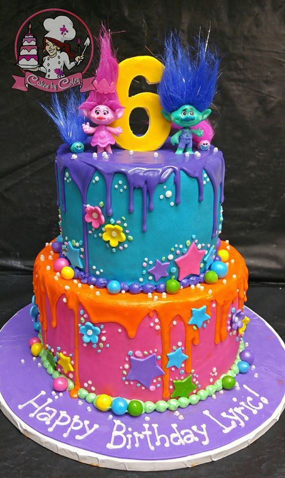 Trolls Birthday Cake Ideas
 TROLLS BIRTHDAY CAKE No stars no orange drip flowers on
