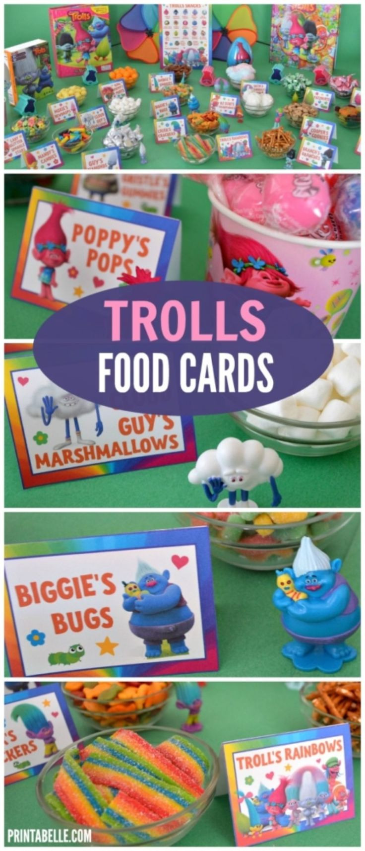 Trolls Birthday Party Ideas For Food
 Trolls Party Food Card Set Trolls Party