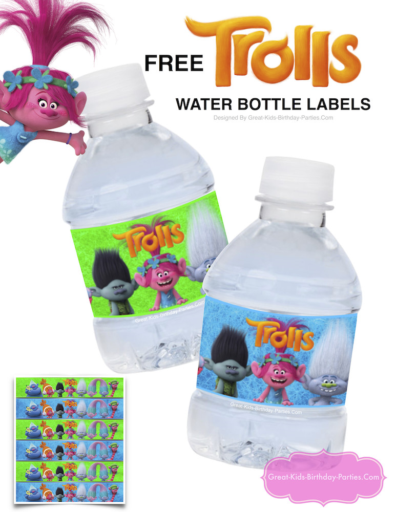 Trolls Pool Birthday Party Ideas
 Fun Trolls water bottle labels perfect for birthday