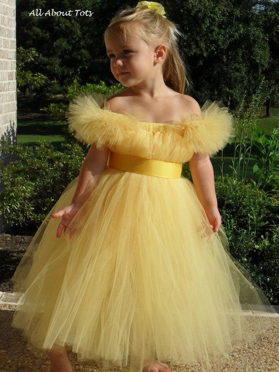 Tulle Dress Toddler DIY
 Items similar to Belle Tutu Dress Costume Flower Girl